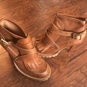 Tory Burch Brown Leather Booties Size 9